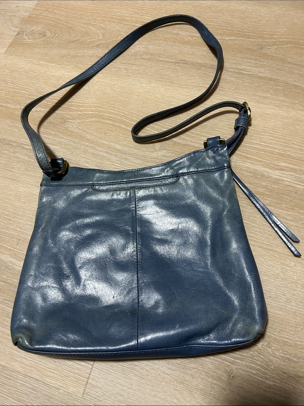 HOBO Dark Blue Leather Crossbody Bag with Adjustable Strap